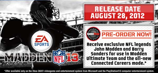 Gamestop Announces Madden Nfl 13 Pre Order Bonuses And