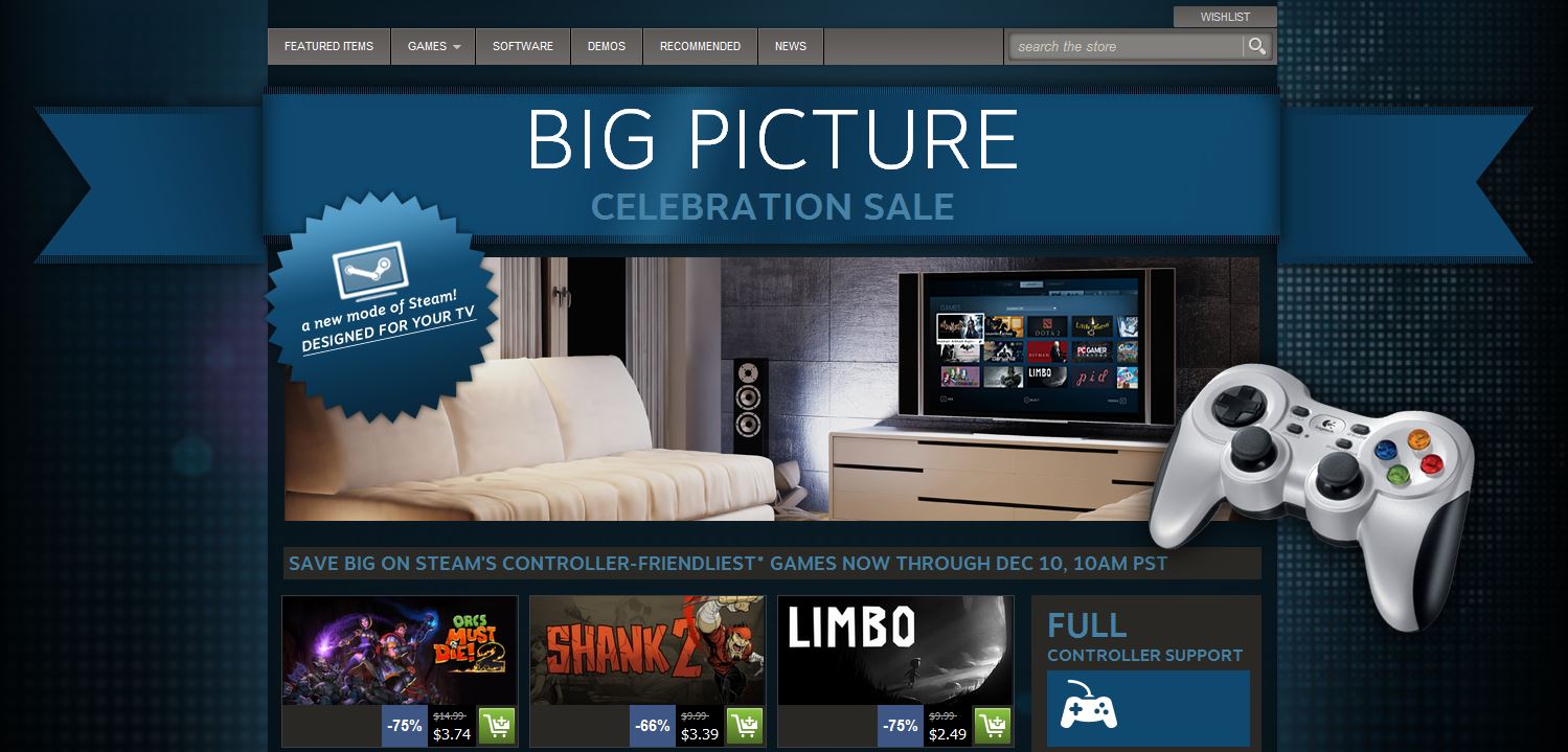 Steam Big Picture Mode Officially Launches Valve Celebrates With Sale Slashgear