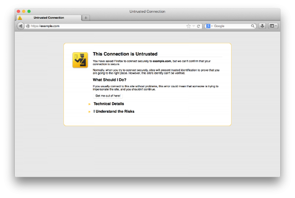 firefox os x connection insecure