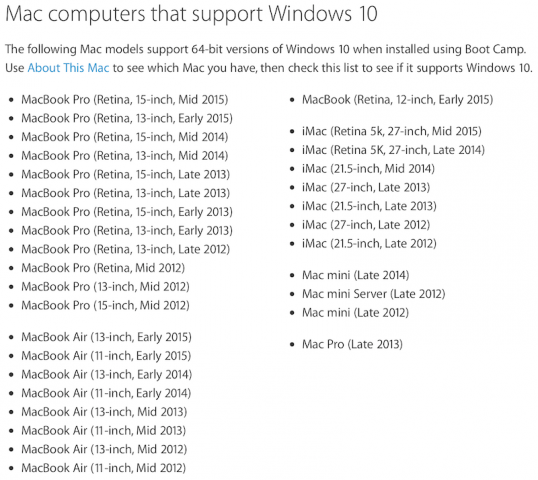 boot camp support windows 10