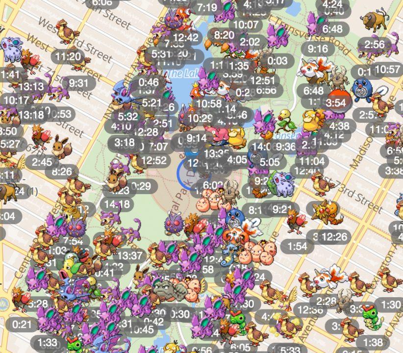 pokemon go live map scannned locations speed