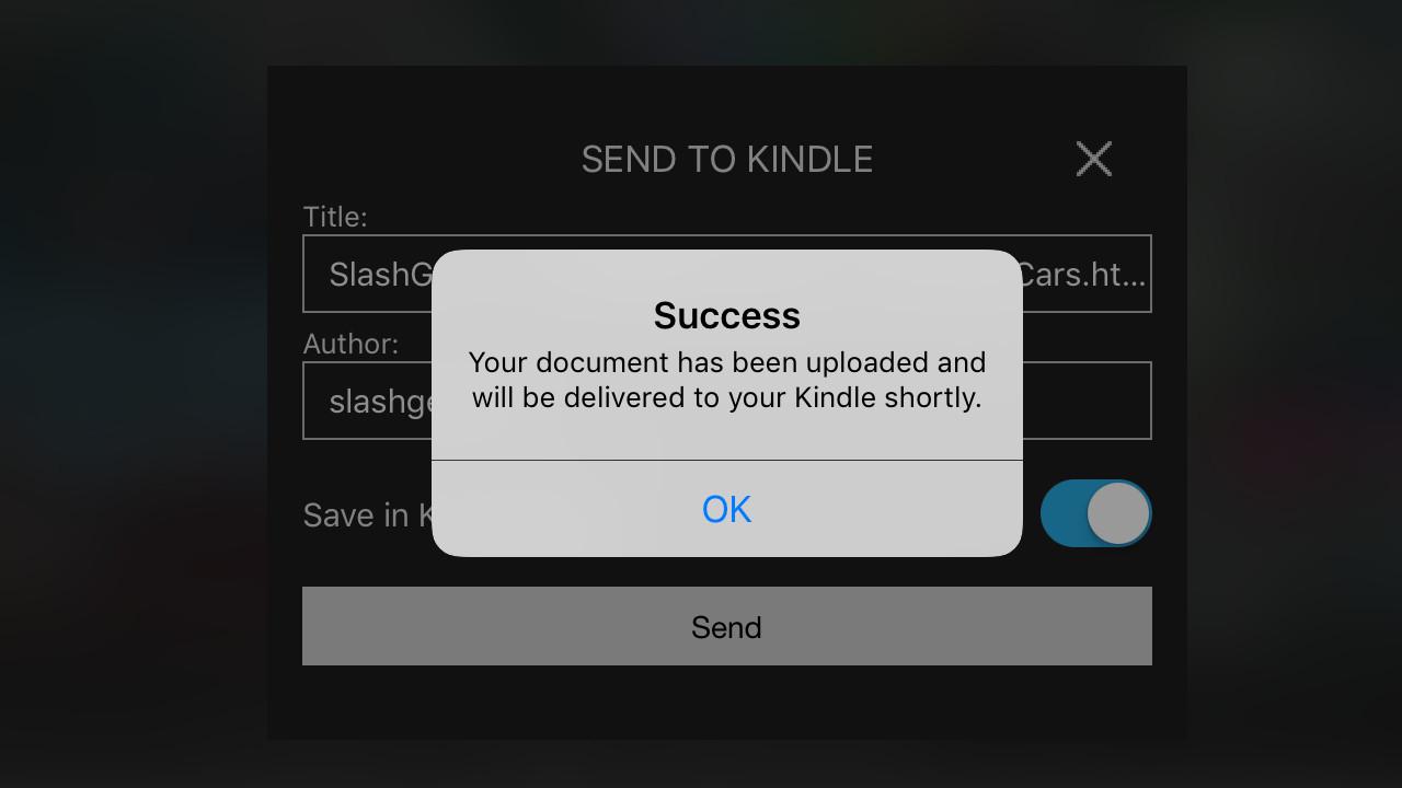 send to kindle feature