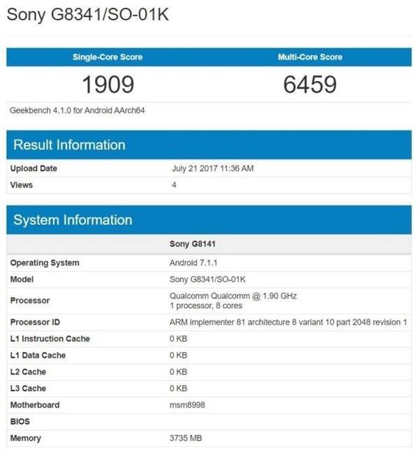 Sony Xperia Xz1 Spotted At Geekbench With Snapdragon 5 Slashgear