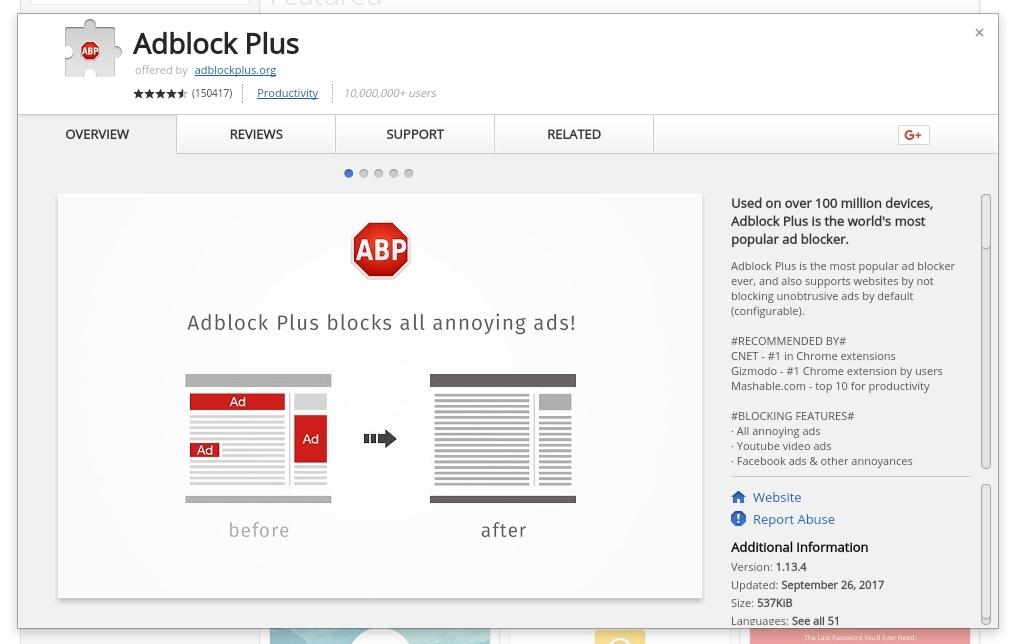 i cant enable adblock plus for chrome
