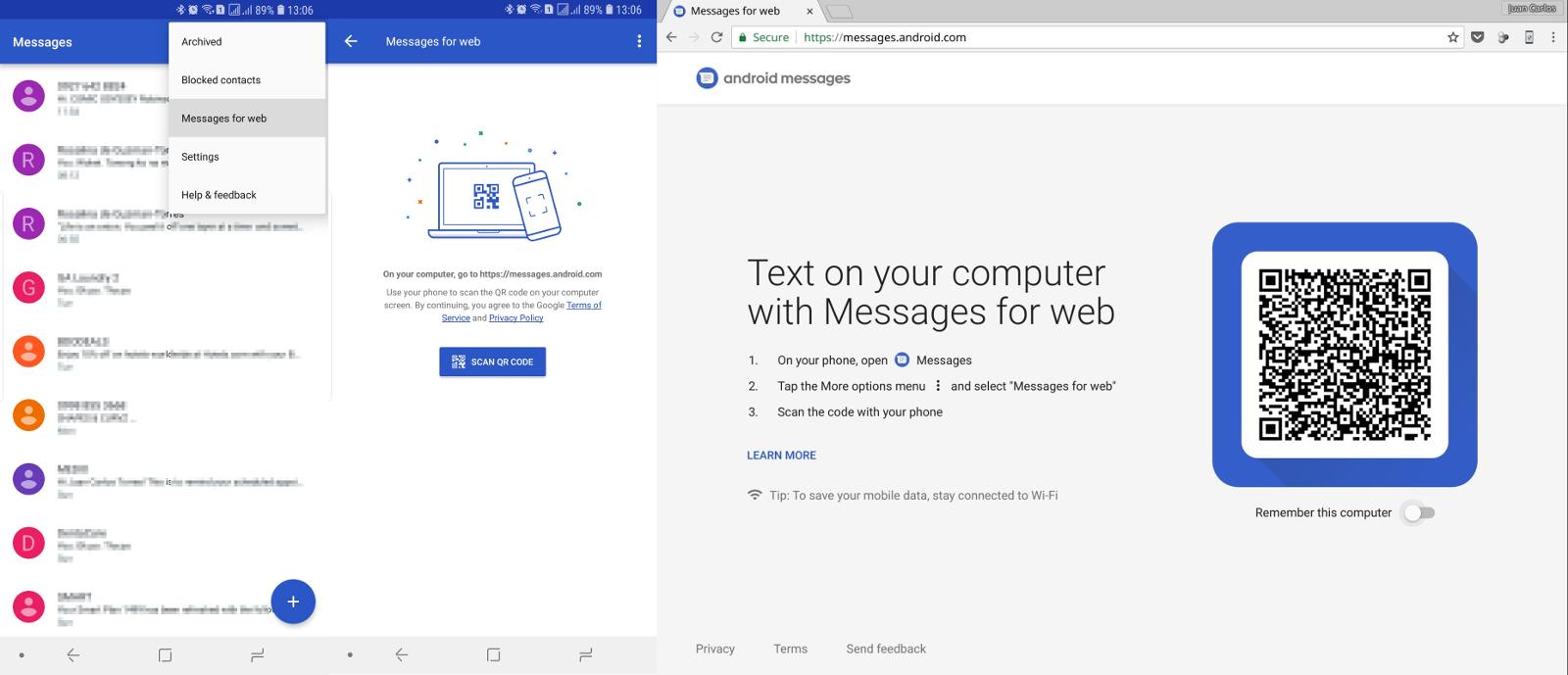 android web message