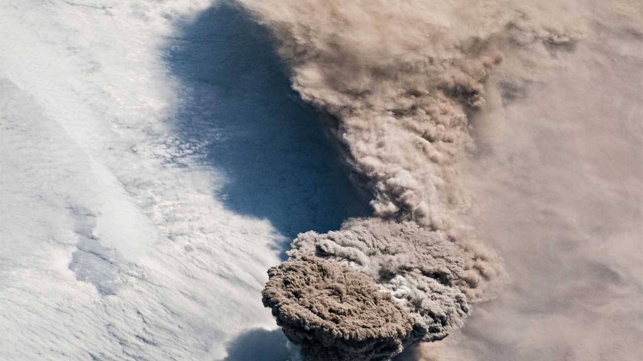 Rare eruption of Raikoke Volcano snapped from ISS - SlashGear