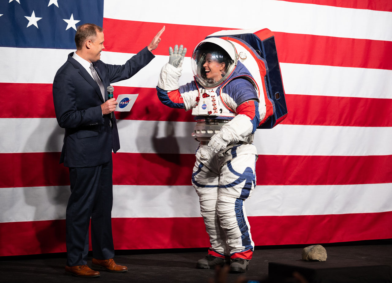 NASA Shows Off New Spacesuit And Orion Crew Survival System Suit ...