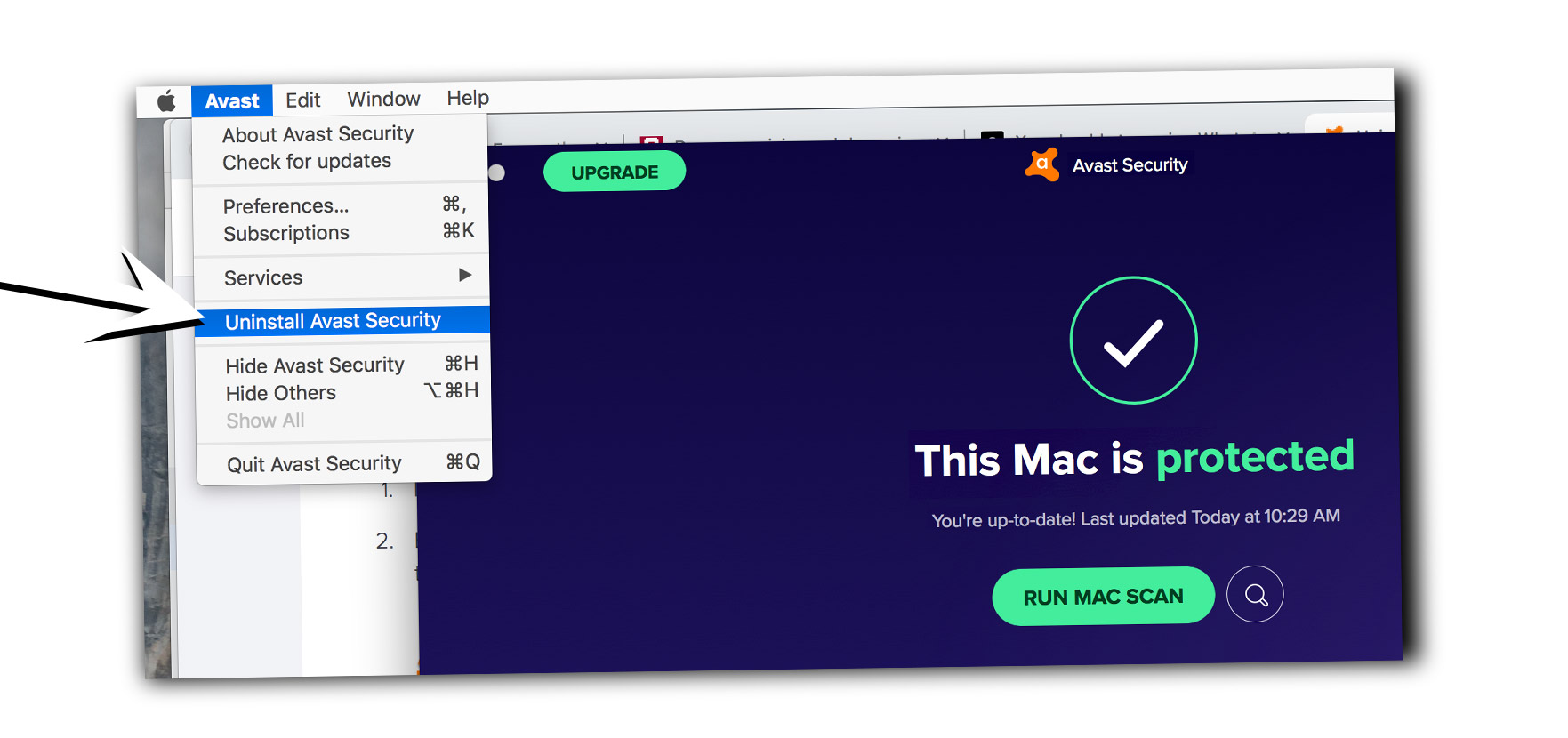 tell ia avast is on for a mac