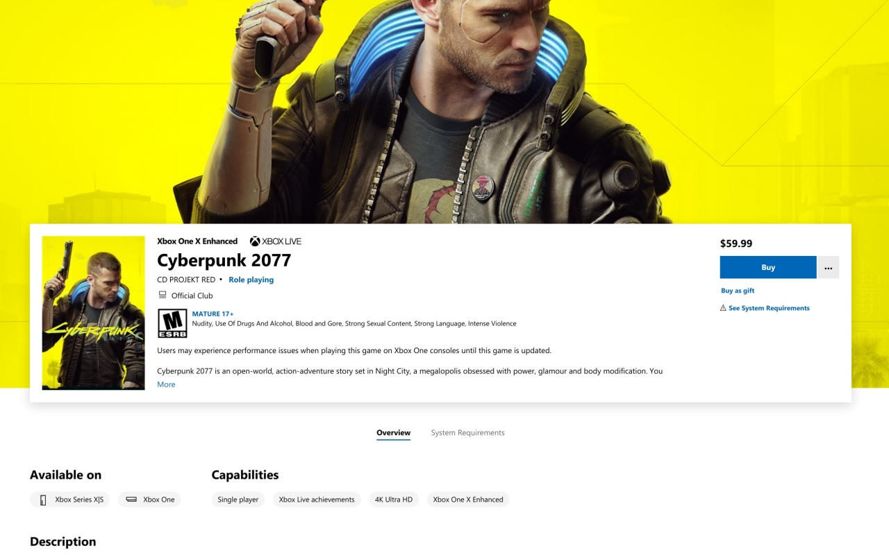 cyberpunk 2077 microsoft store