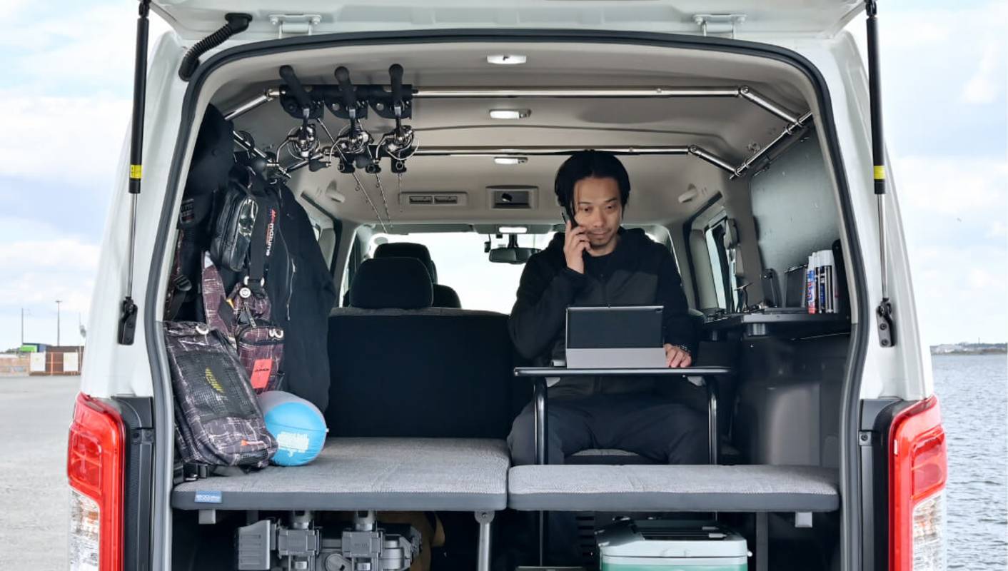 Nissan van life concept includes a tiny desk for working on the road